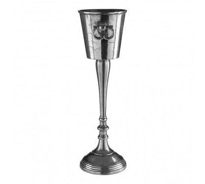 Wine cooler on stand in antiqued silver