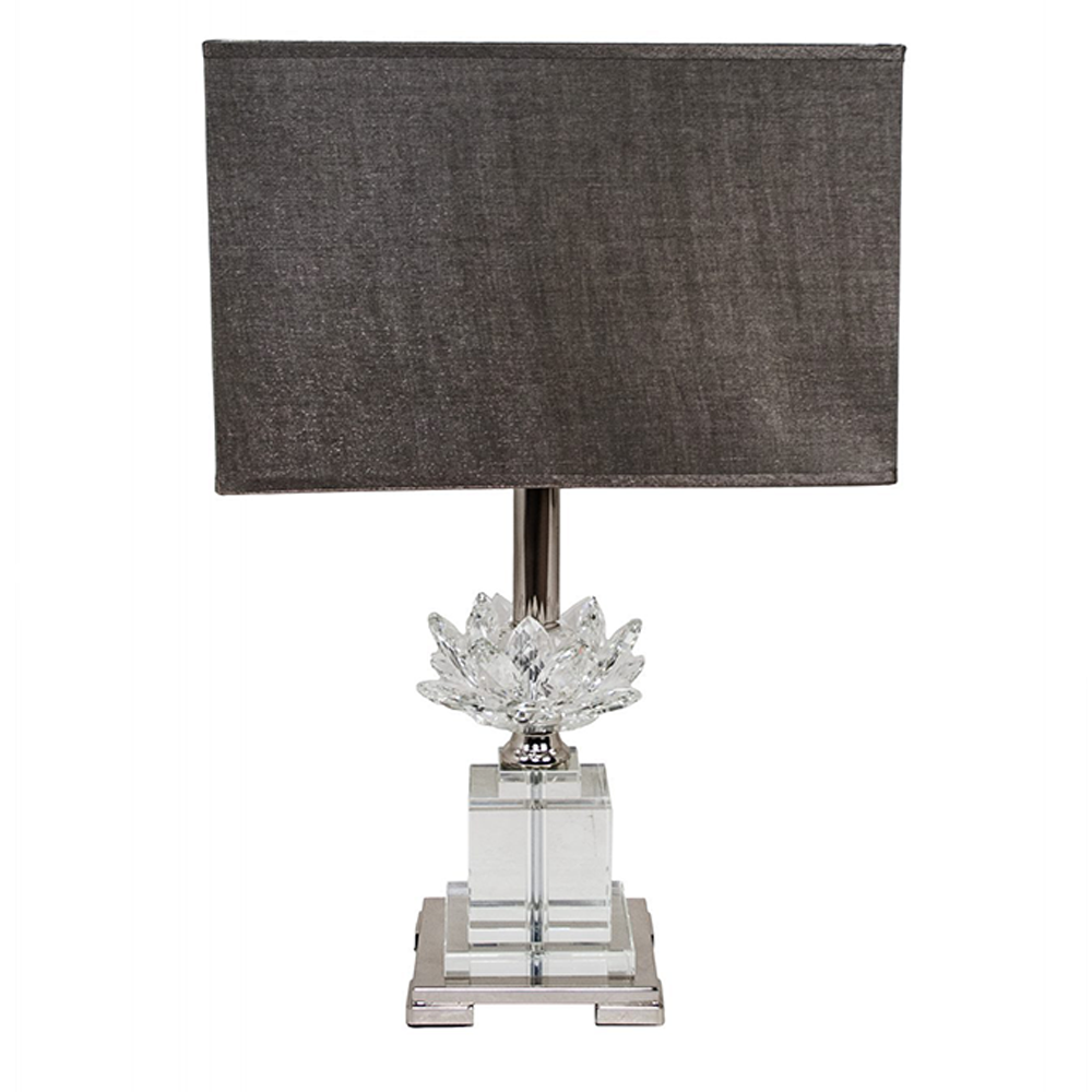 Fleur Crystal Glass  and nickel Flower Table Lamp   with shade instore REDUCED !