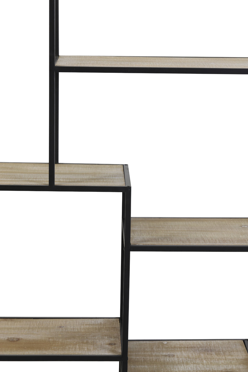 Juna round black metal wall hanging shelf unit