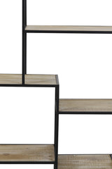 Juna round black metal wall hanging shelf unit