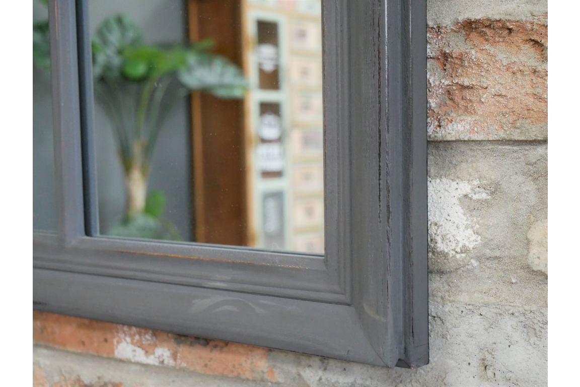 Charcoal Window Mirror with  distressed finish  !