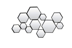 Octagonal wall mirror collage in black ( wall art ) 98x3,5x57,5 half price Collect instore only