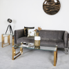 Alannah gold coffee  table  with glass top 120 cm reduced