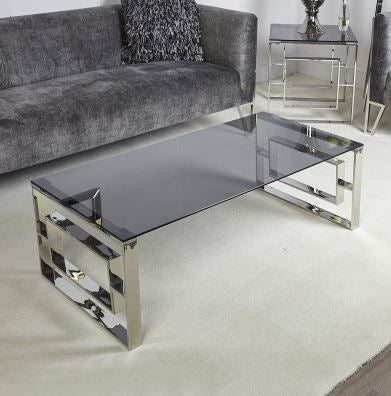 Apex Smoked Glass Coffee Table reduced Collect ex display half price deal