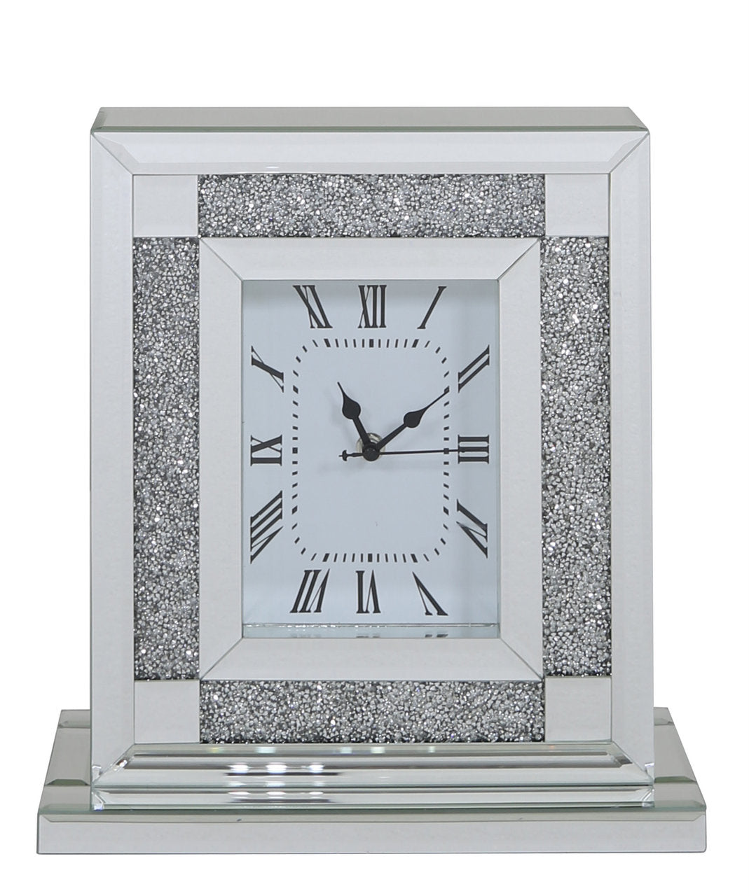Milano  silver table clock with diamonds clearance offer Click N Collect