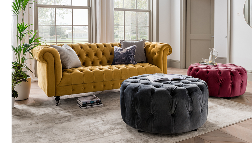 Darby footstool  in grey or berry Instore purchase only /collection