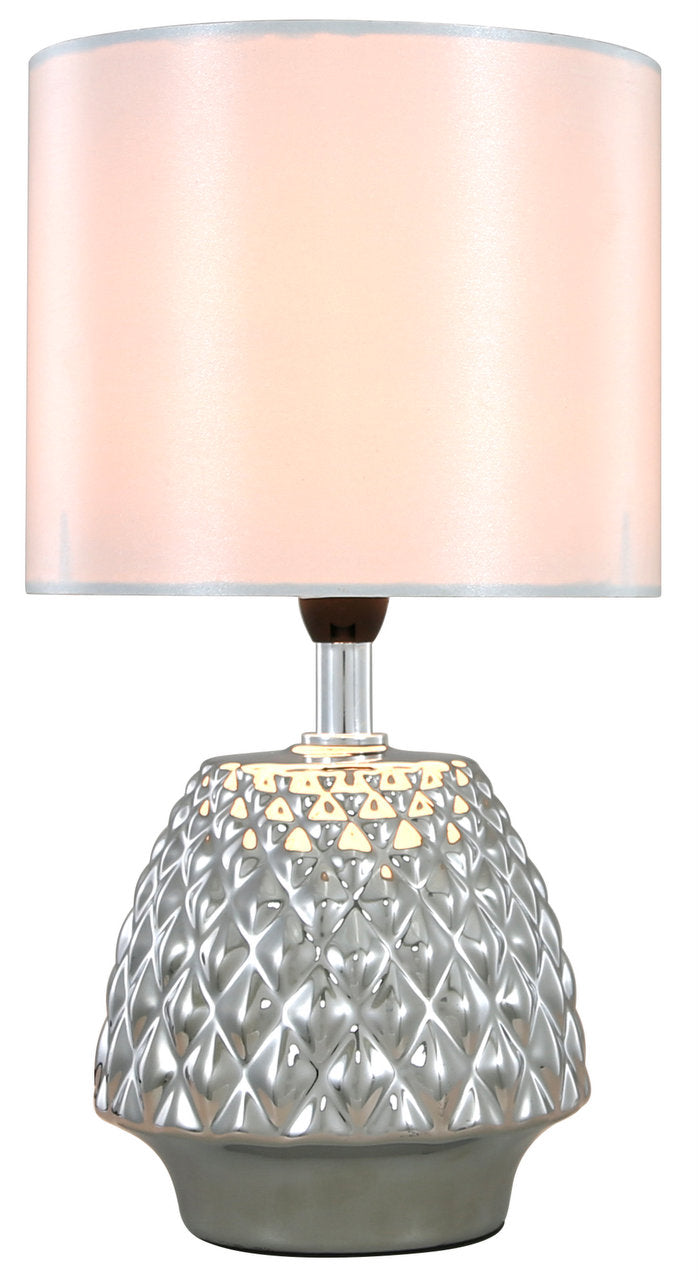 Silver pineapple shape  bedside lamp with shade click n collect