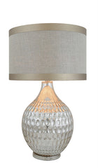 Mercury Glass Dimple Table Lamp With Beige Linen Shade 207 last one