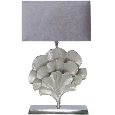 Gincko table lamp with grey shade Available in silver or gold