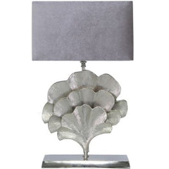 Gincko table lamp with grey shade Available in silver or gold