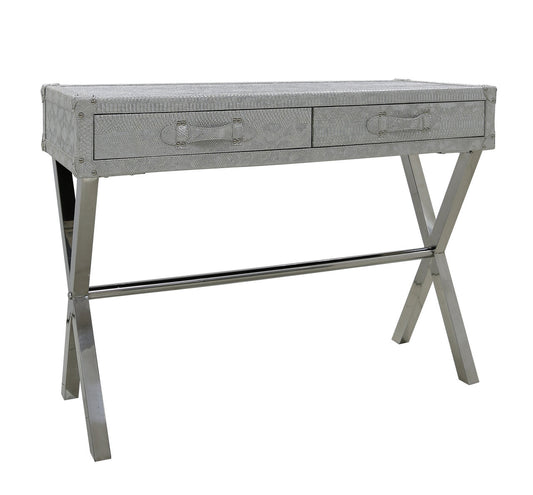 Antique Silver 2 Drawer Faux Snake Leather Console Table half price deal LAST ONE instore