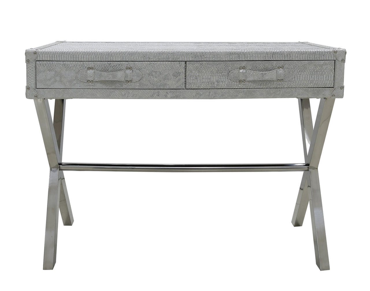 Antique Silver 2 Drawer Faux Snake Leather Console Table half price deal LAST ONE instore