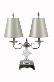 Twin arm Tishan lamps with  taupe shades