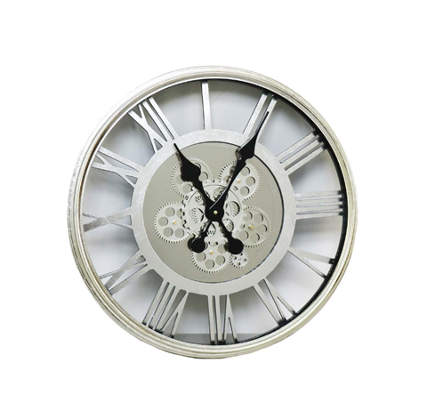 Cogs clock 55 cm silver round Instore clearance