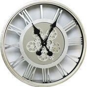 Cogs clock 55 cm silver round Instore clearance
