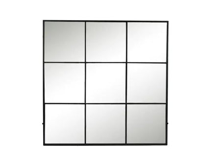 PALACE  BLACK FRAMED WINDOW MIRROR 9 PARTITIONS.