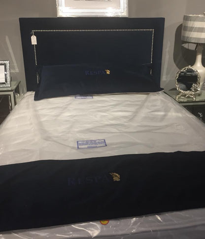 Irish Made Sapphire divan bed w tall  headboard with studs 5ft in stock
