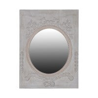 Oval framed ornate mirror