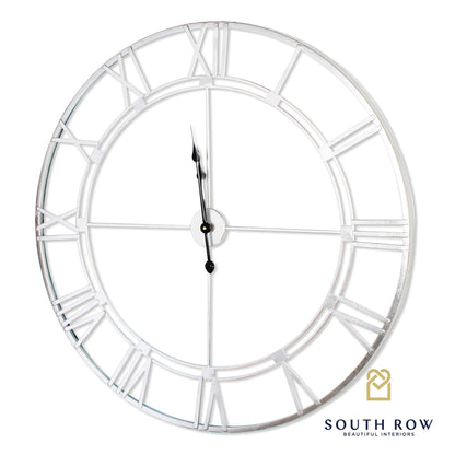 Alana 90 cm skeleton clock in silver Click N Collect