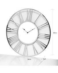 Large  Round  Chrome Wall Clock Click N collect