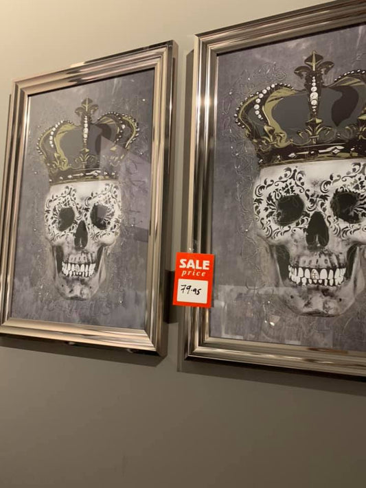 Skull with crown framed picture click n collect
