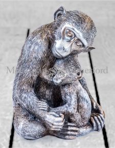 ANTIQUE SILVER MONKEY WITH BABY FIGURE click n collect