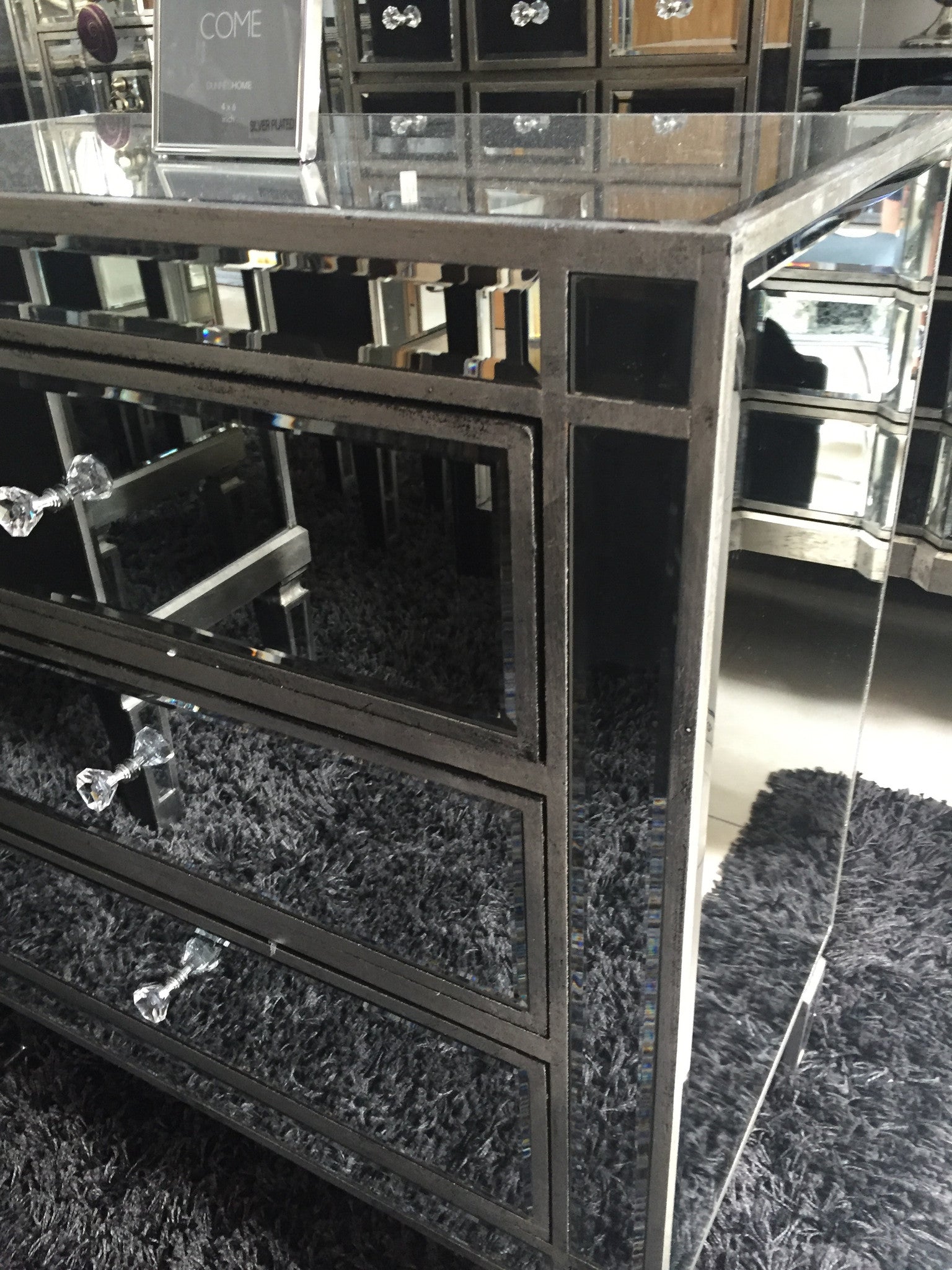 Venetian full Mirrored  wide Chest w  3 drawers last one reduced