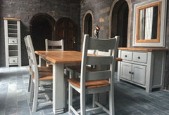 Daniel Weathered Oak Extending table with Elephant breath base ex display