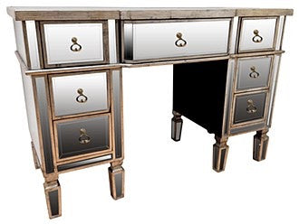 X Large Antiqued Dressing Vanity Table desk 7 drawer  REDUCED Instore purchase only
