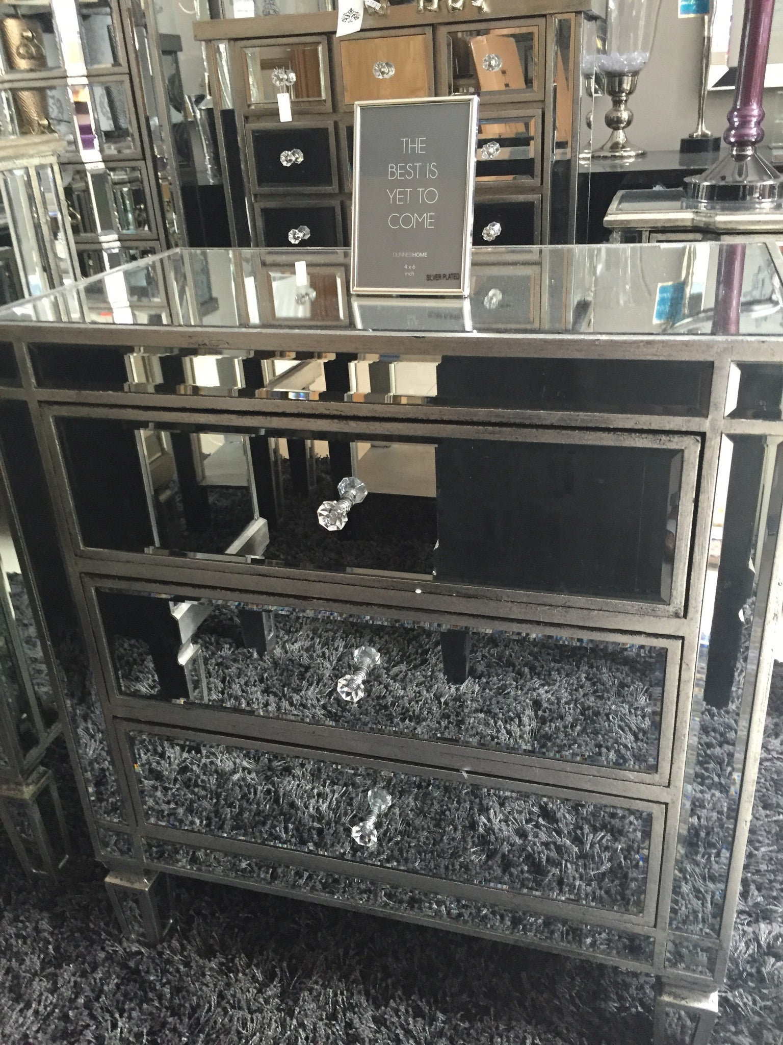 Venetian full Mirrored  wide Chest w  3 drawers last one reduced