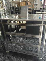 Venetian full Mirrored  wide Chest w  3 drawers last one reduced