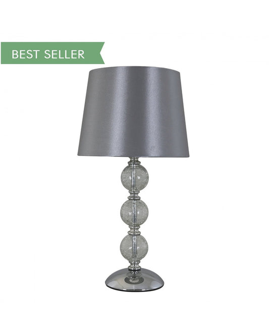 Value Clear Cracked Glass Silver 3 Ball Table Lamp click n collect
