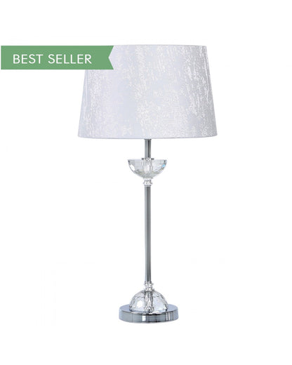Value 54.5cm Metal And Glass Table Lamp With Pink Velvet Shade