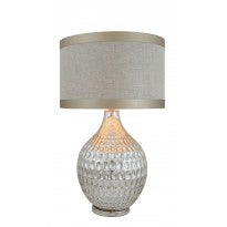 Mercury Glass Dimple Table Lamp With Beige Linen Shade 207 last one