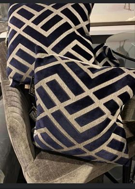 Fracture navy and silver grey cushion 50 x 50 cm