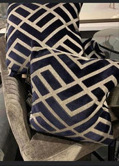 Fracture navy and silver grey cushion 50 x 50 cm