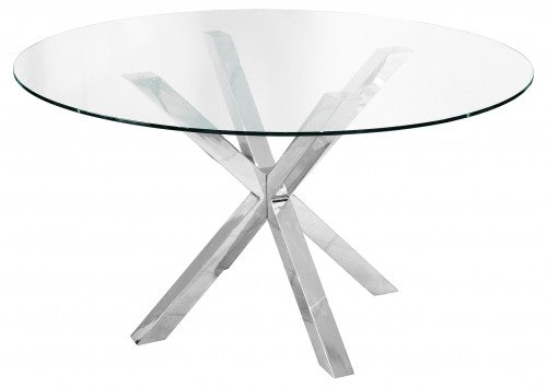 Round Zee Zee glass table 137 cm with Mustard Newman  chairs