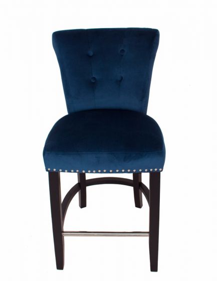 Velvet bar stool with knocker back  Midnight Blue sold as seen ONE ONLY  for collection