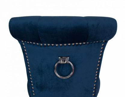 Velvet bar stool with knocker back  Midnight Blue sold as seen ONE ONLY  for collection