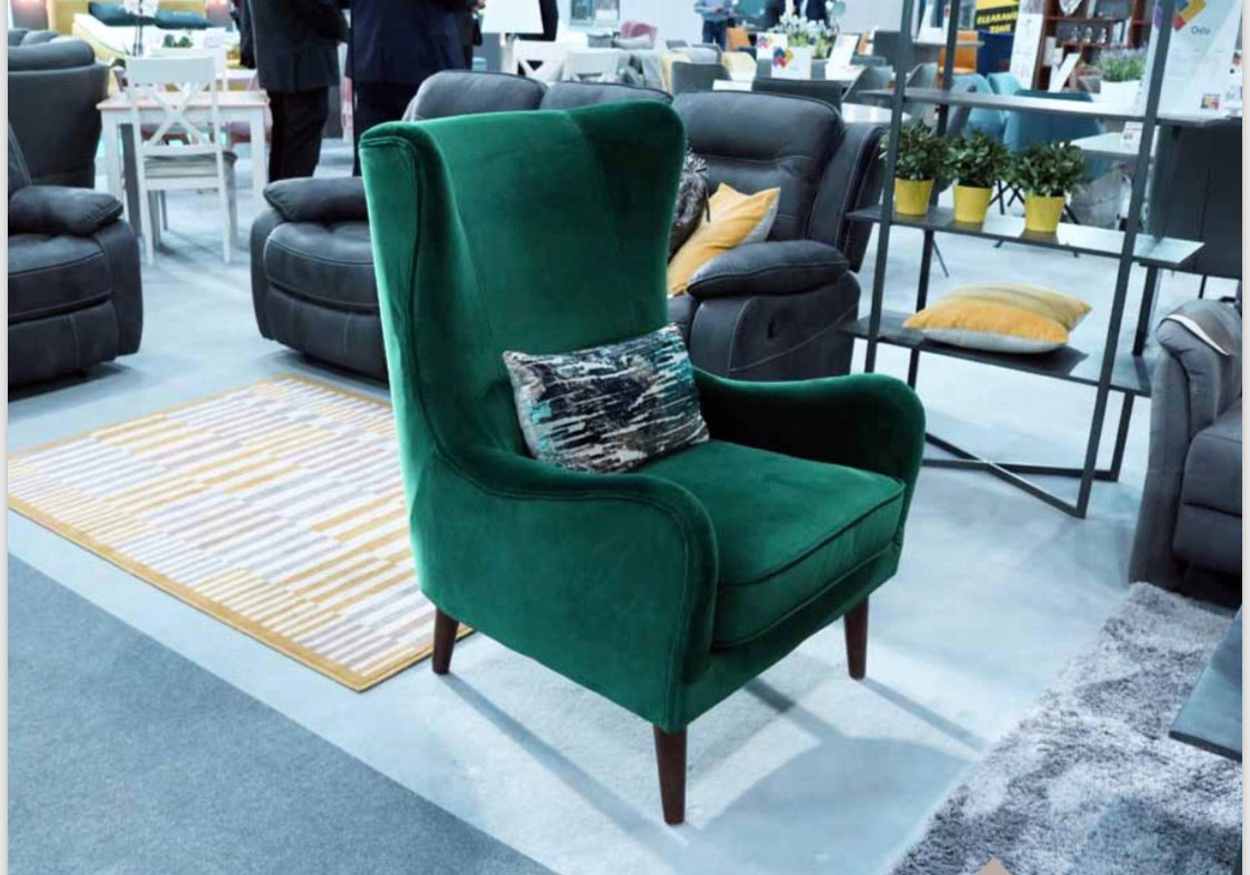 Freya wing back occasional wing armchair in green clearance offer
