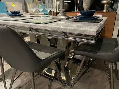 Alexandria grey 1800 mm look table with chrome base