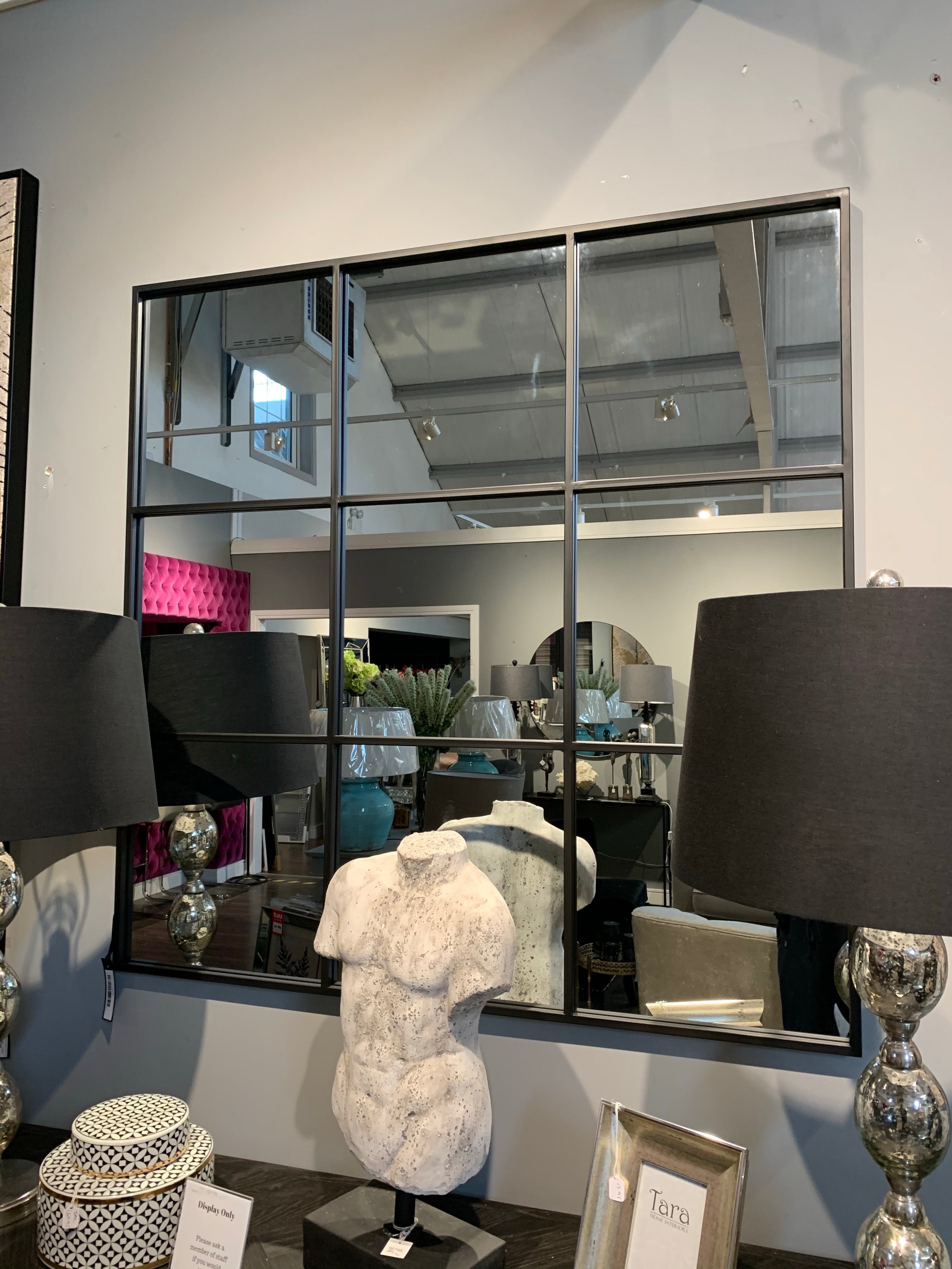 PALACE  BLACK FRAMED WINDOW MIRROR 9 PARTITIONS click n collect No exchange