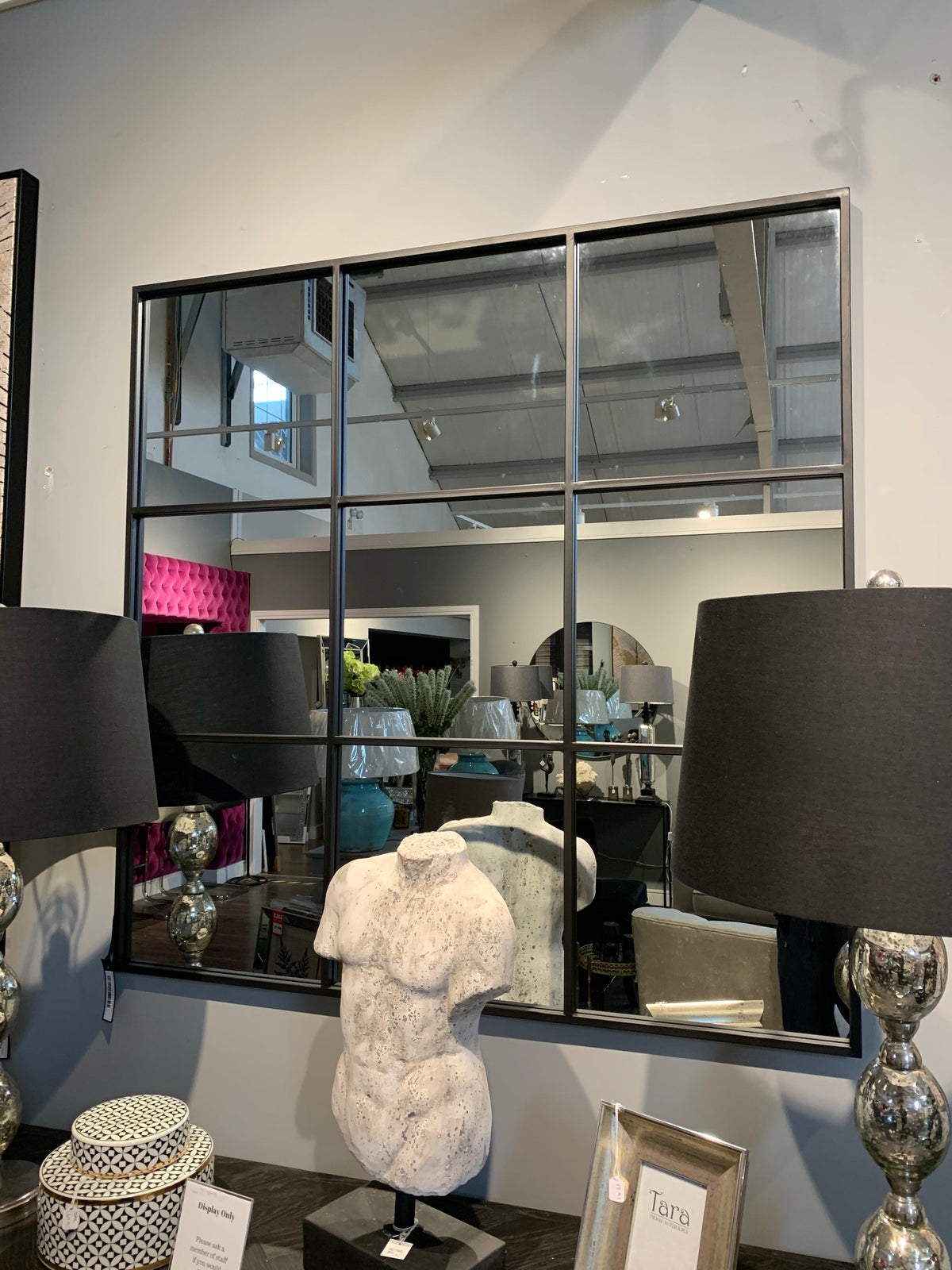 PALACE  BLACK FRAMED WINDOW MIRROR 9 PARTITIONS click n collect No exchange