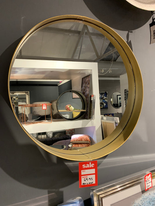 Antique Gold  round Mirror CLEARANCE (w loop ) Click N Collect