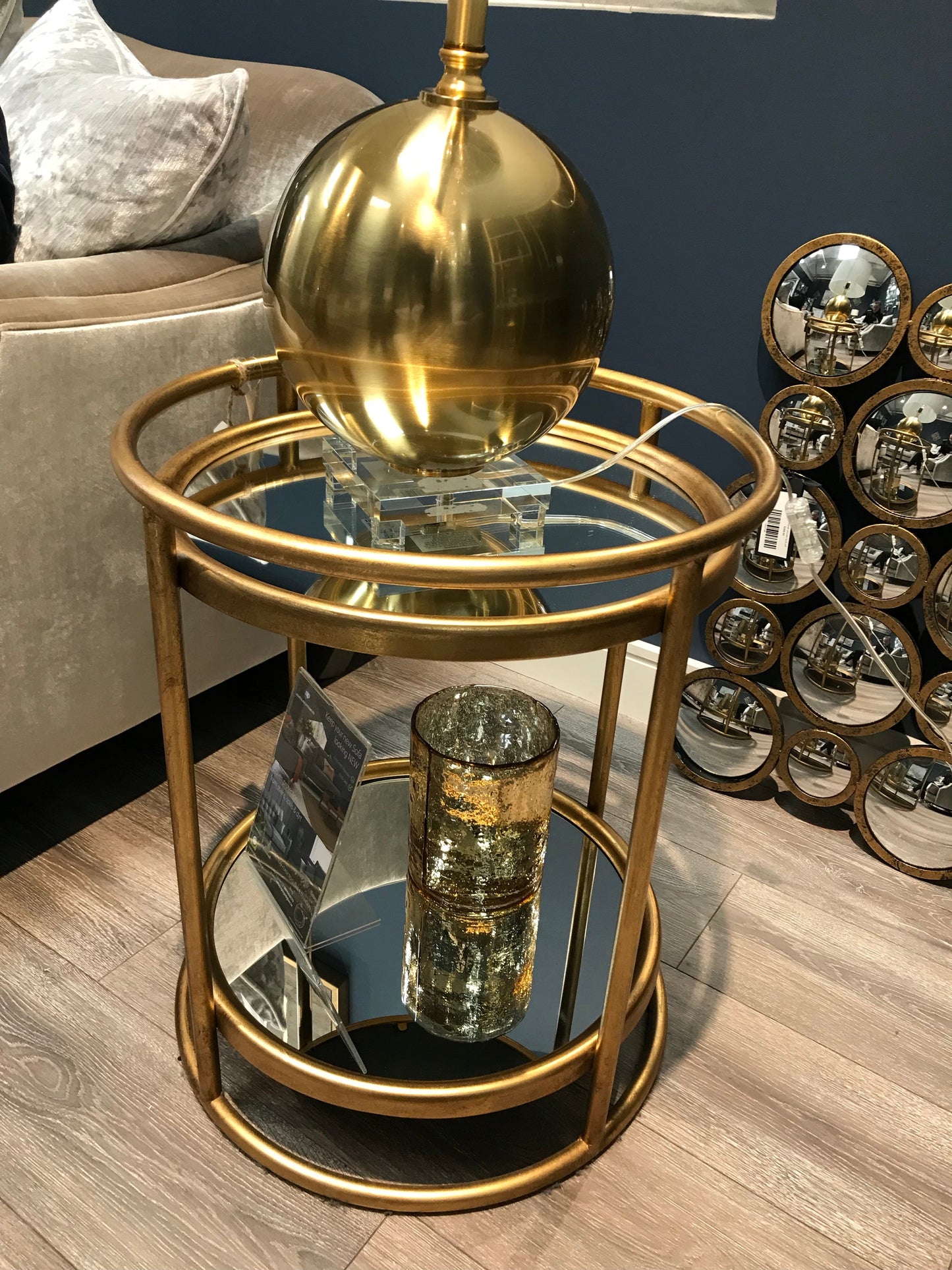 Emilia Side Table Mirrored With Shelf