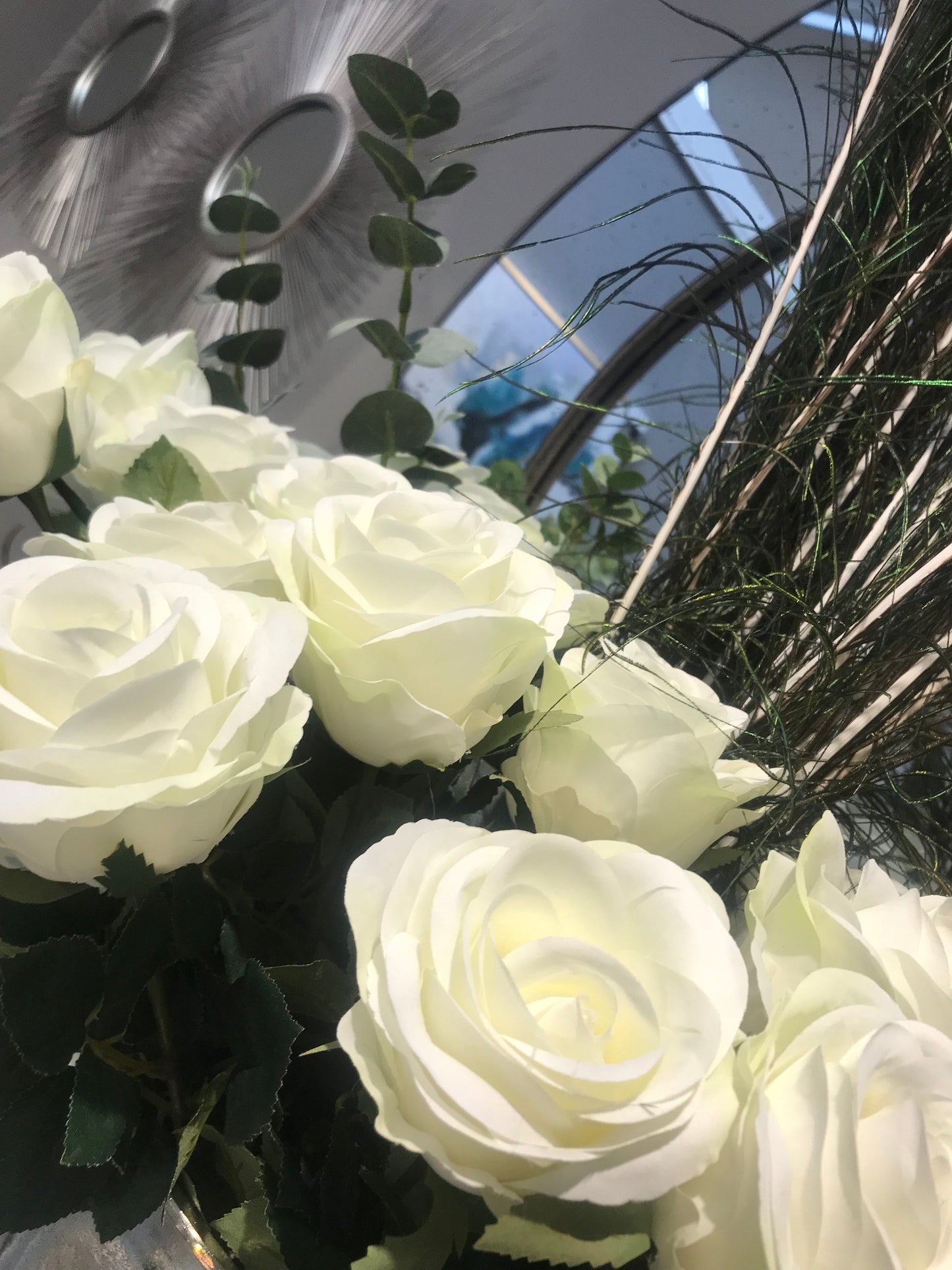 White rose stem faux flower