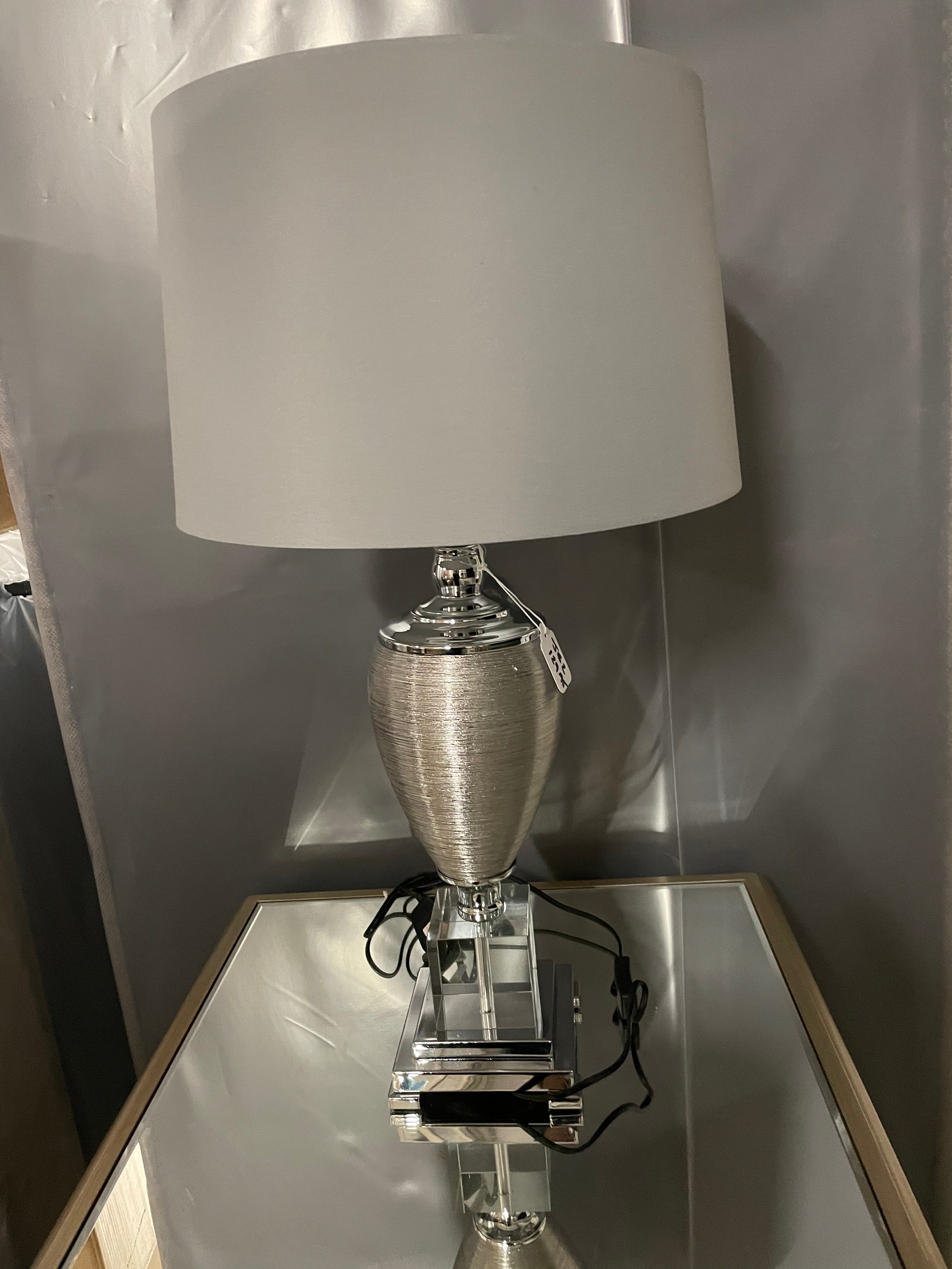Jb2 silver table lamp w shade Instore only