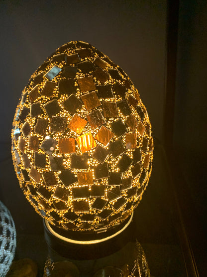 medium Mosaic Tile silver  Glass Egg Lamp CLEARANCE Click N Collect