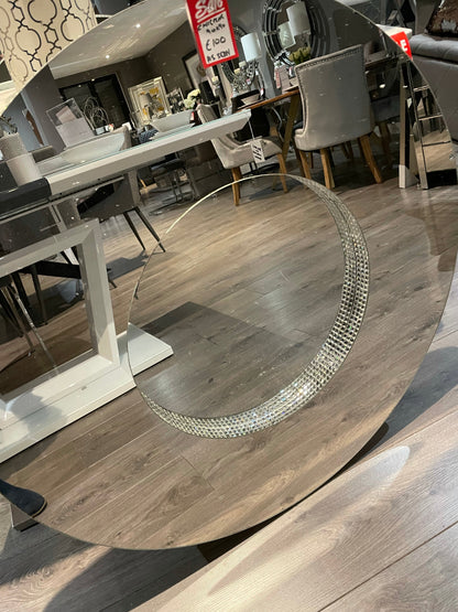 Stunning large Chic round frameless  90 cm mirror with diamonte profile.  Outlet store