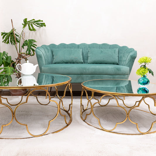 Nest of 2 coffee tables gold half price